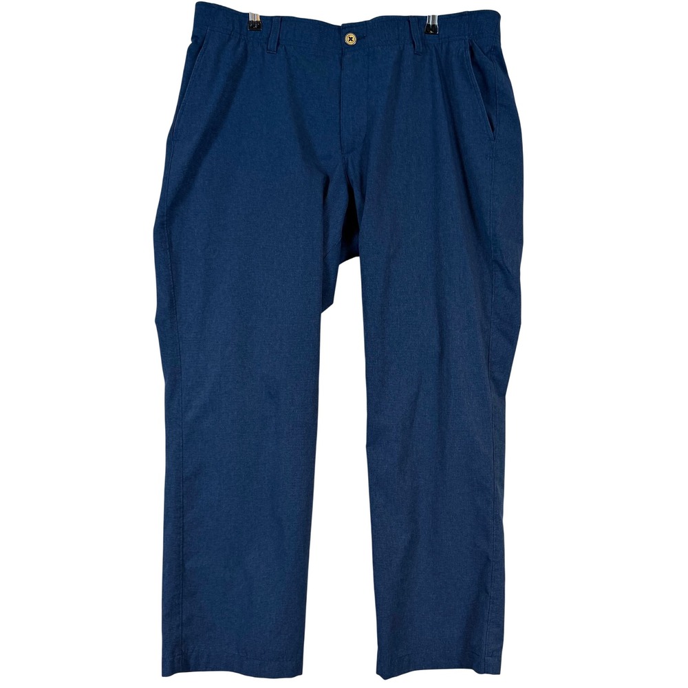 Under Armour Mens Navy Blue Heathered Golf Pants 40x30 Straight Leg Performance